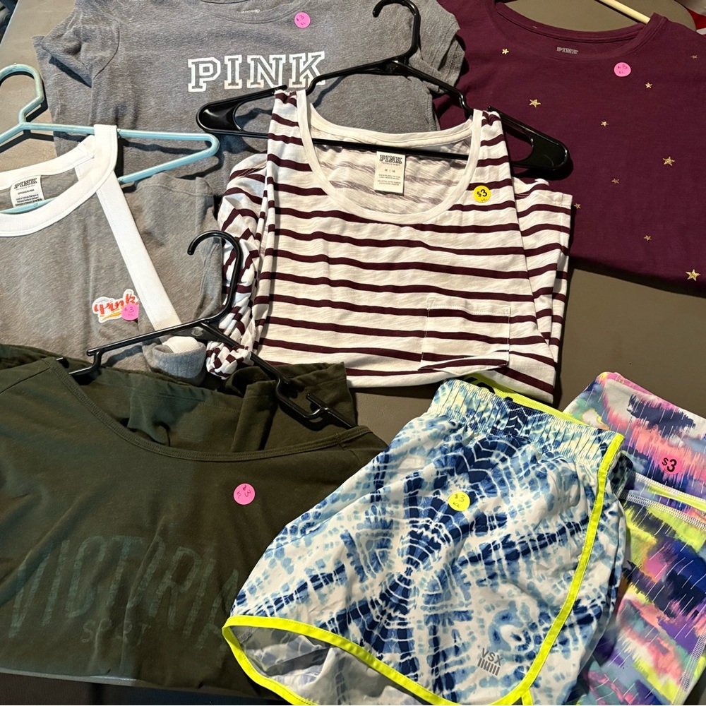 PINK Victoria's Secret White and Purple Pajama Top